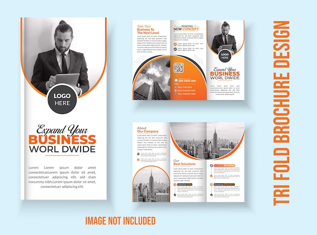 Vector business trifold brochure design template with modern and creative layout