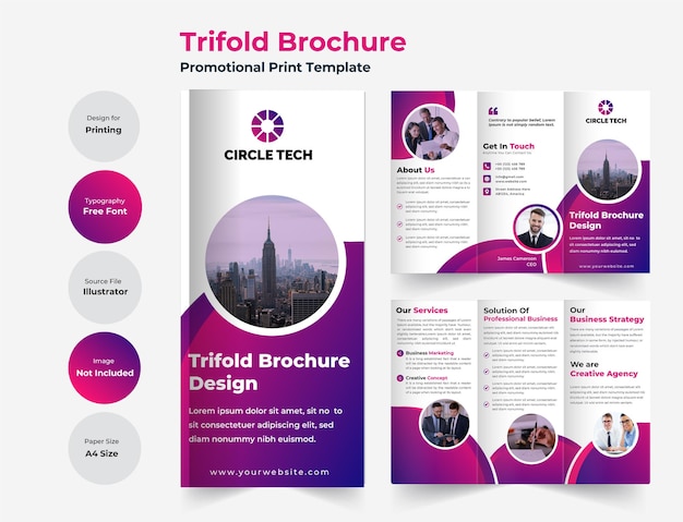 Business trifold brochure template with modern design