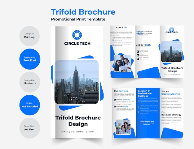 Business trifold brochure template with modern design