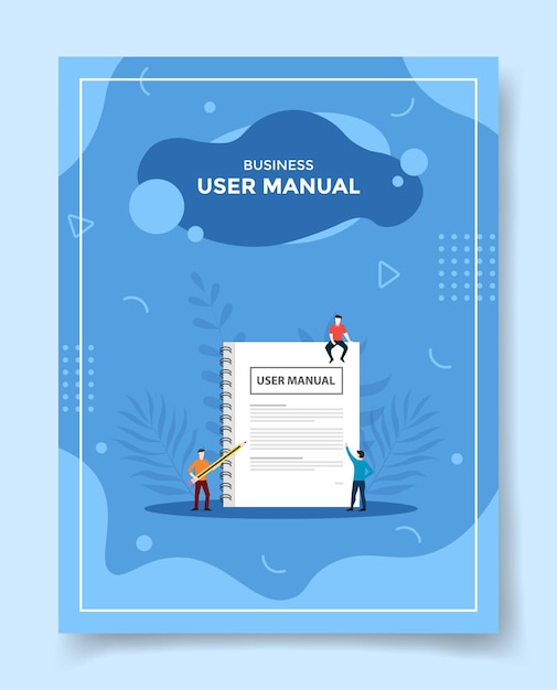 Gente di concetto del manuale dell'utente di affari intorno alla lettura del libro del manuale dell'utente per il modello