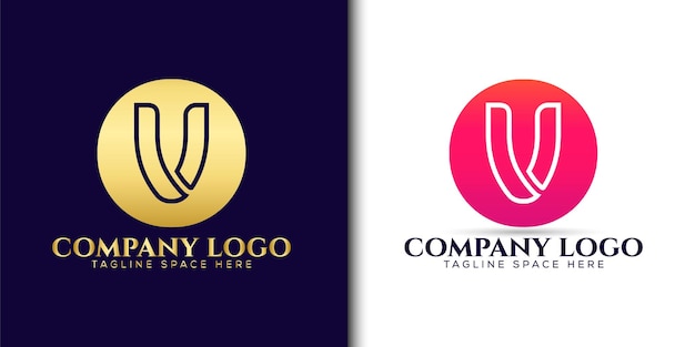 Vector business v logo flat style, corporate business emblem logos