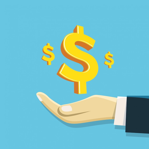 business value hand receiving dollar symbol