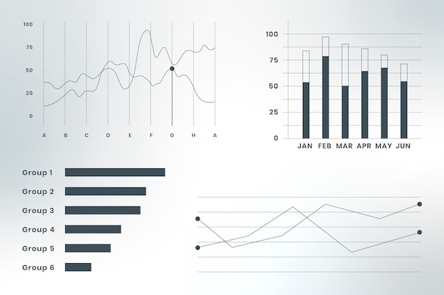 ビジネスベクトルデータ分析グラフのインフォグラフィック