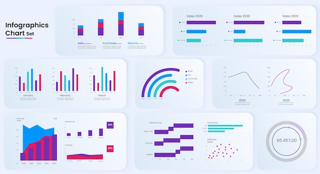 Elementi vettoriali aziendali per la visualizzazione dei dati infografica e design grafico colorato