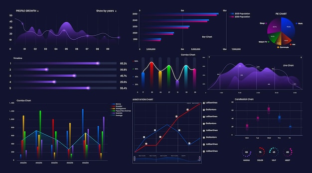 Элементы бизнес-вектора для визуализации данных инфографика и дизайн красочных диаграмм