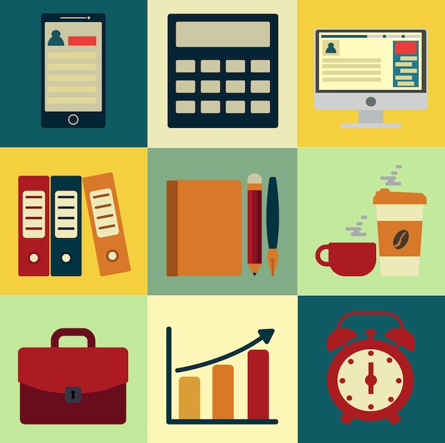 Business vector icons with background