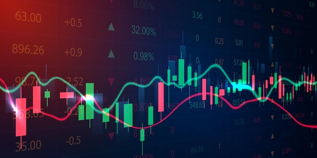 비즈니스 벡터 일러스트 레이 션 디자인 주식 시장 차트 또는 비즈니스 및 금융 아이디어에 대한 Forex 거래 차트