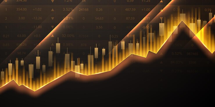 비즈니스 벡터 일러스트 레이 션 디자인 주식 시장 차트 또는 비즈니스 및 금융 아이디어에 대한 Forex 거래 차트