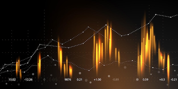 Векторный бизнес-иллюстрационный дизайн диаграммы фондового рынка или диаграммы торговли на форекс для бизнес- и финансовых идей