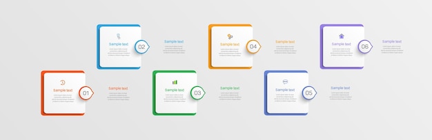 Business vector infographic design template with icons and 6 options or steps