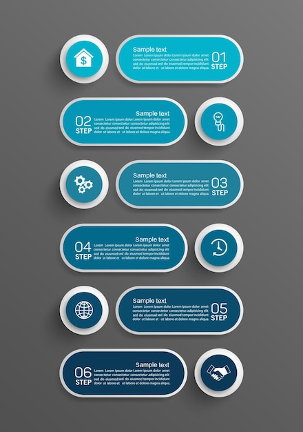 Business vector infographic design template with icons and 6 options or steps