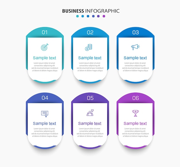 Business vector infographic design template with icons and 6 options or steps