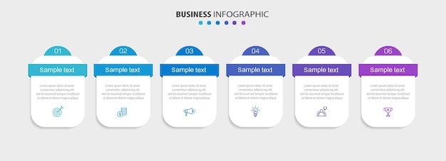 Vettore modello di progettazione di infografica vettoriale aziendale con icone e 6 opzioni o passaggi