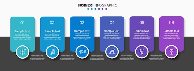 비즈니스 터 인포그래픽 디자인 템플릿 (아이콘과 6 가지 옵션 또는 단계)