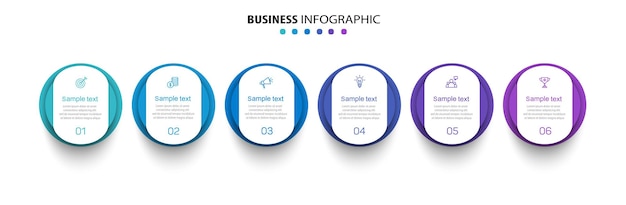 Business vector infographic ontwerp sjabloon met iconen en 6 opties of stappen