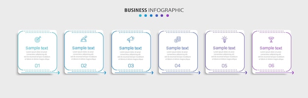 Vector business vector infographic ontwerp sjabloon met iconen en 6 opties of stappen