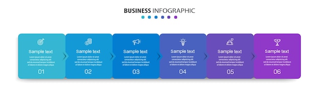 Vector business vector infographic ontwerp sjabloon met iconen en 6 opties of stappen