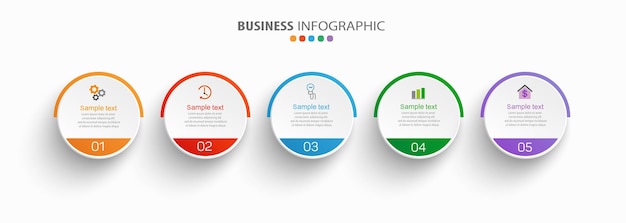 5가지 옵션 또는 단계가 있는 비즈니스 벡터 infographic 템플릿