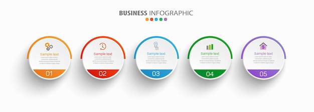 5つのオプションまたはステップを持つビジネスベクトルインフォグラフィックテンプレート
