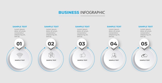 Business vector infographic template with 5 options or steps