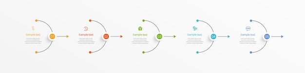 Modello di infografica vettoriale aziendale con 5 opzioni