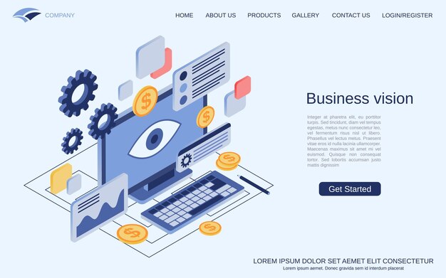 Business vision flat 3d isometric vector concept illustration