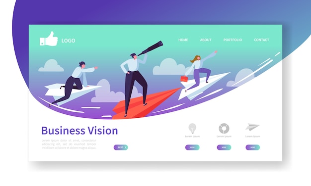 Vector business vision landing page template