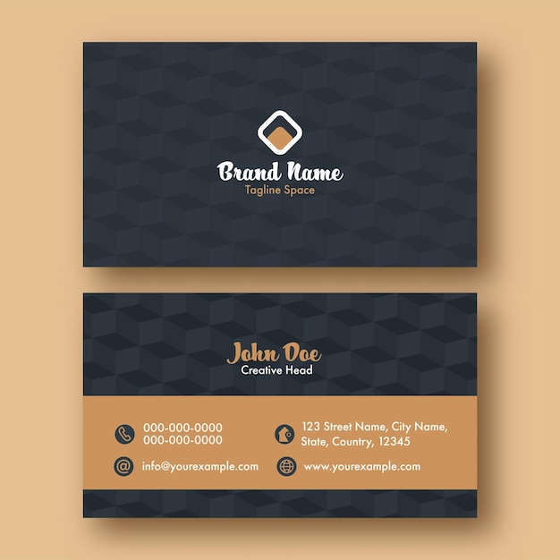 Business or visiting card with cube pattern in grey and brown color.