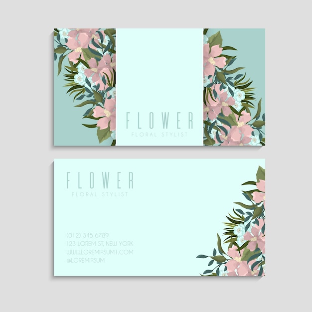 Vector business and visiting card with floral pattern.