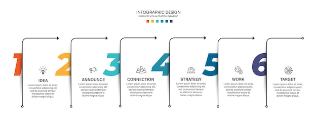 オプション、手順、またはプロセスを含むビジネス視覚化インフォ グラフィック デザイン テンプレート。に使用できます