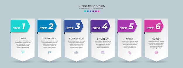 Шаблон инфографического дизайна бизнес-визуализации с вариантами, шагами или процессами. может использоваться для