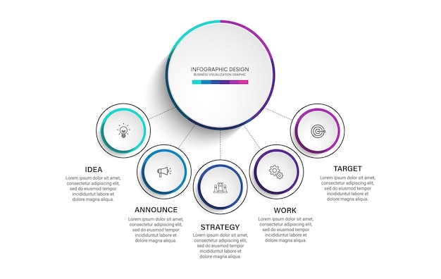 Business visualization infographic design template with options, steps or processes. can be used for