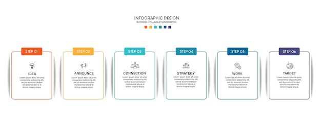 Modello di progettazione infografica di visualizzazione aziendale con opzioni, passaggi o processi. può essere utilizzato per