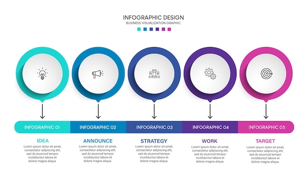 Business visualization infographic design template with options, steps or processes. Can be used for