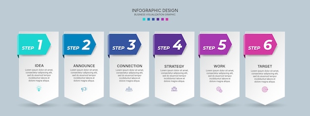 オプション、手順、またはプロセスを含むビジネス視覚化インフォ グラフィック デザイン テンプレート。に使用できます