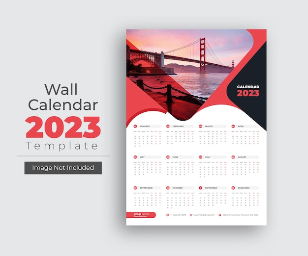 Business wall calendar 2023 new year design template