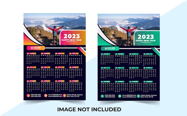 비즈니스 벽 달력 2023 새해 디자인 서식 파일