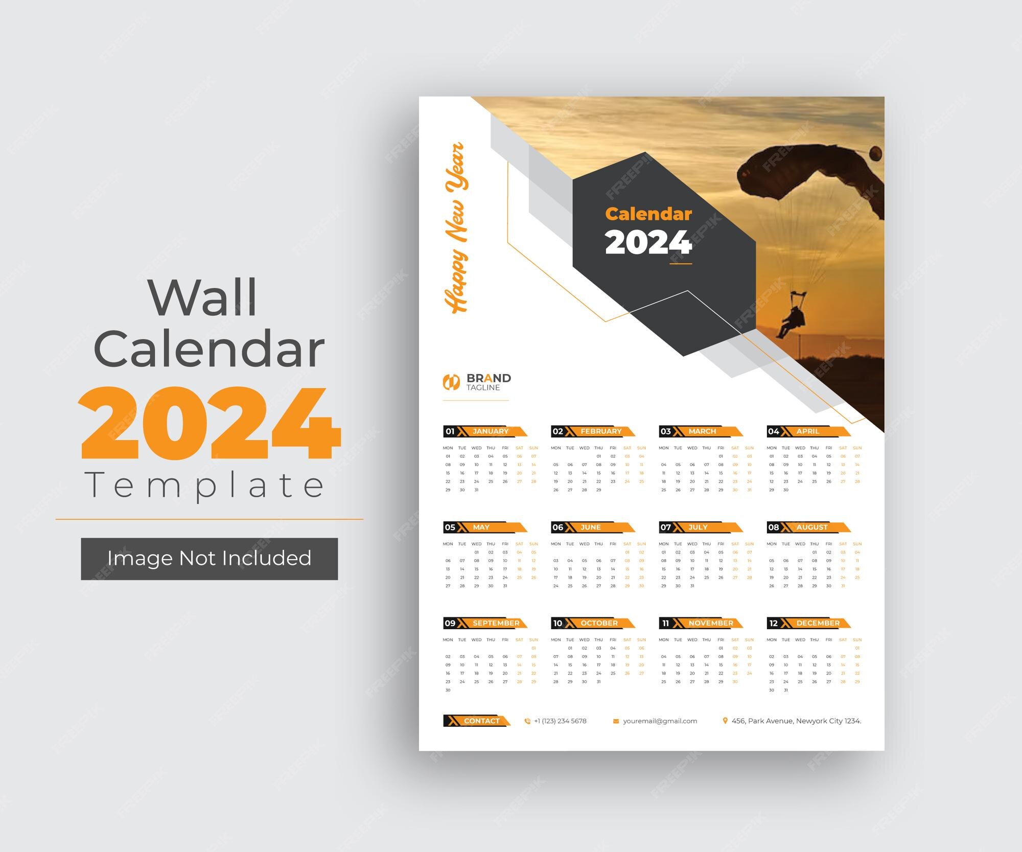 Premium Vector Business wall calendar 2024 new year design template