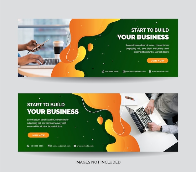 Business Web Banner Template with Dark Green gradient color