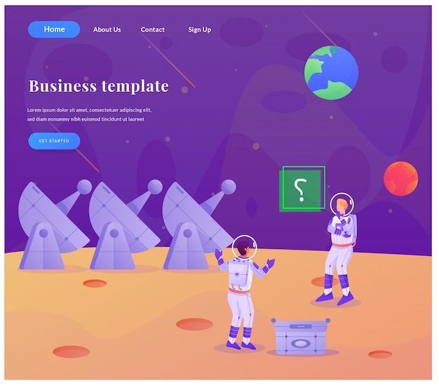 Business web landing page astronaut