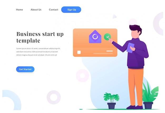 Vector business web landing page management