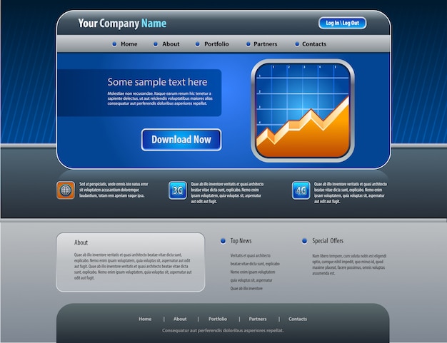 Vector business web site design template, concept