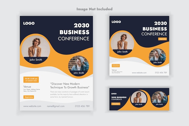 Business webinar conference Flyer Social Media Post And Cover Banner Template Set Design