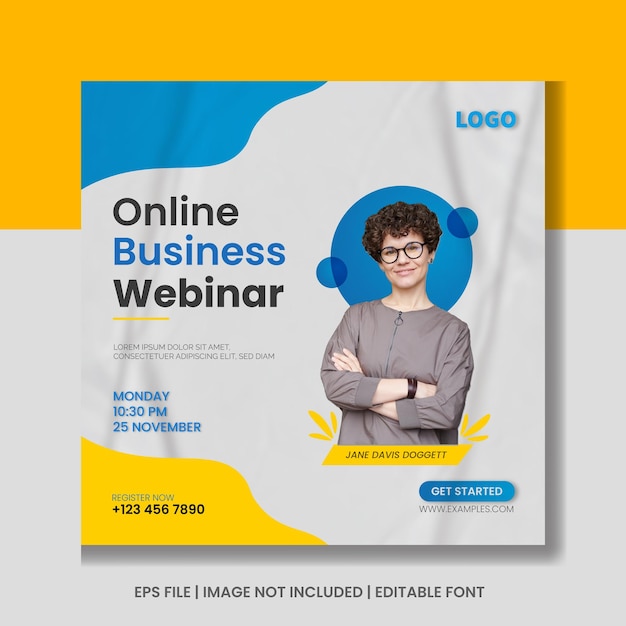 Business webinar conference social media post banner template