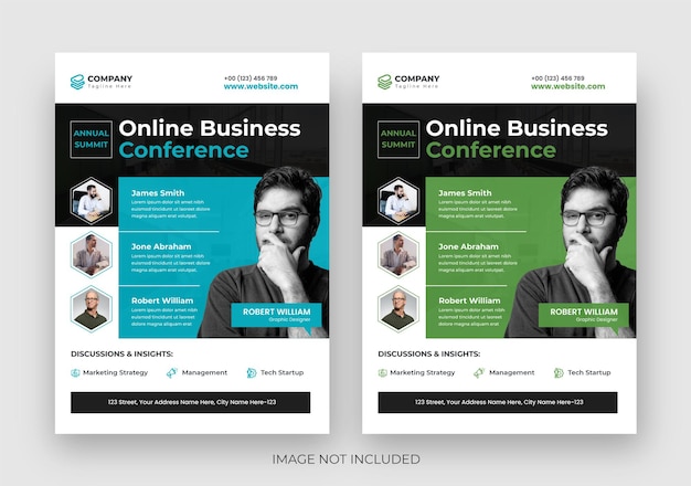 Business webinar flyer template, 2024 conference flyer, a4 flyer, vector sjabloonontwerp