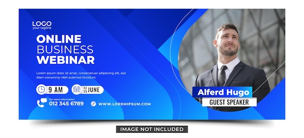 Business webinar horizontal banner design template