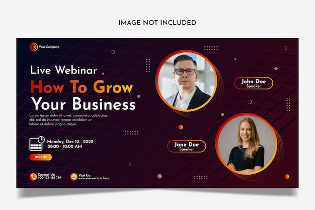 Vector business webinar horizontal banner template design very suitable for online class programs marketing