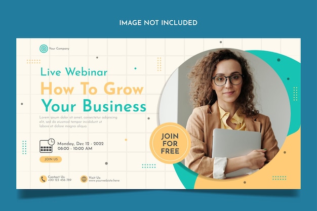 Vector business webinar horizontal banner template design very suitable for online class programs marketing