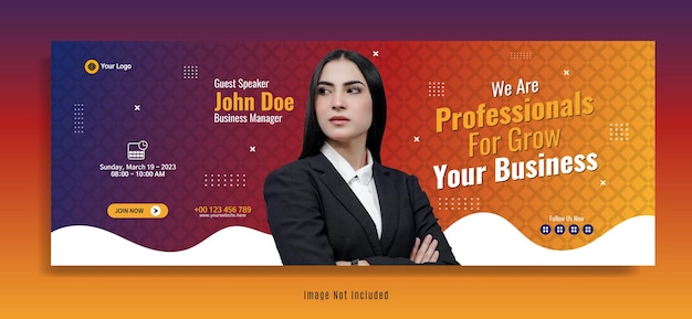 Business webinar horizontal banner template design