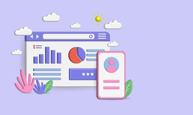 Vector business website icon vector with infographic chart, descriptive text for presentations.